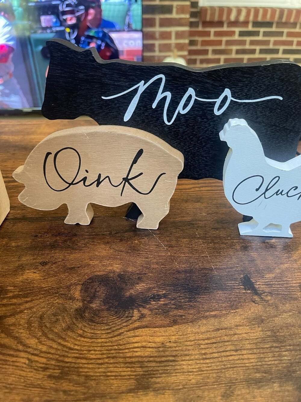 Generic Farm Animal Tabletop Decor Cow Pig Chicken Wooden Set